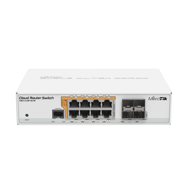 MikroTik | CRS112-8P-4S-IN | Cloud Router Switch 8 PoE out Gigbit Ethernet ports with 4 SFP | Switches