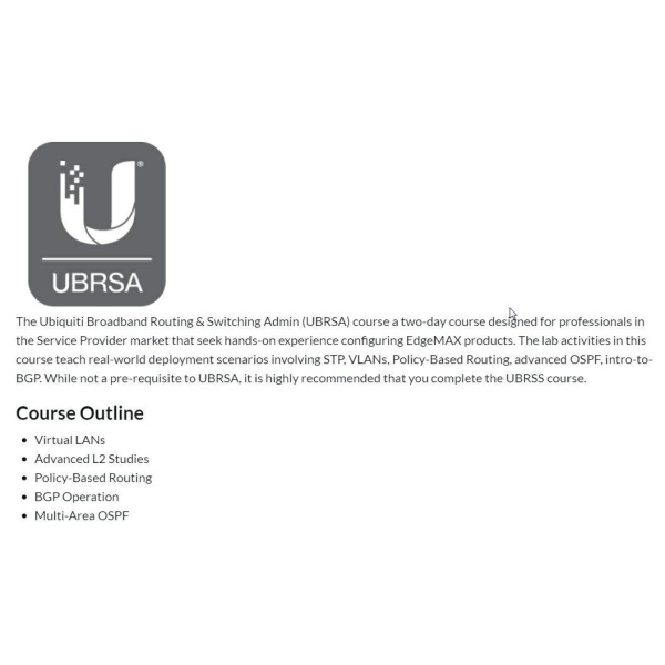 Ubiquiti SICE-UBRSA | Ubiquiti Broadband Routing & Switching Admin (UBRSA)