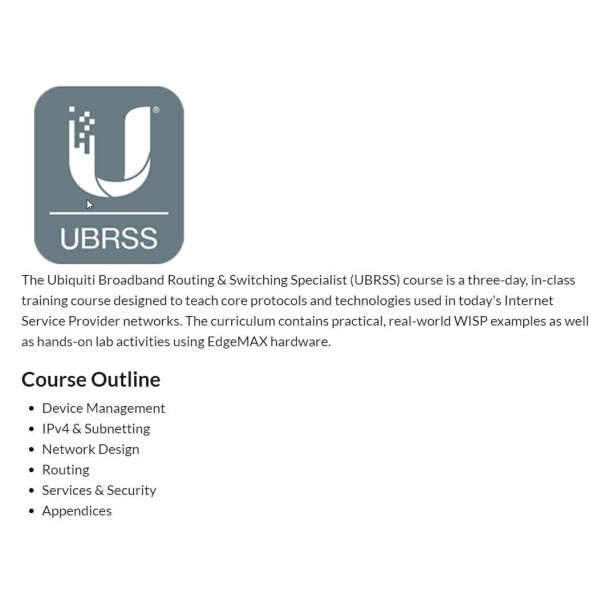 Ubiquiti SICE-UBRSS | Ubiquiti Broadband Routing & Switching Specialist (UBRSS)